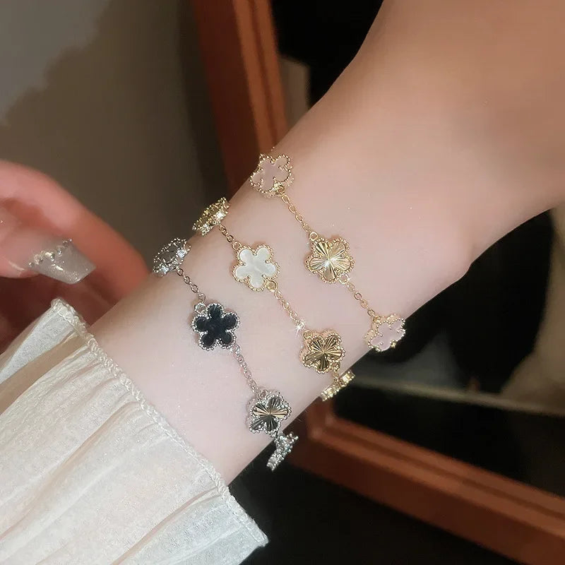 Fashion New Shell Stone Flower Bracelet for Women Personalized Stainless Steel Bracelet Jewelry Accessories Anniversary Gift
