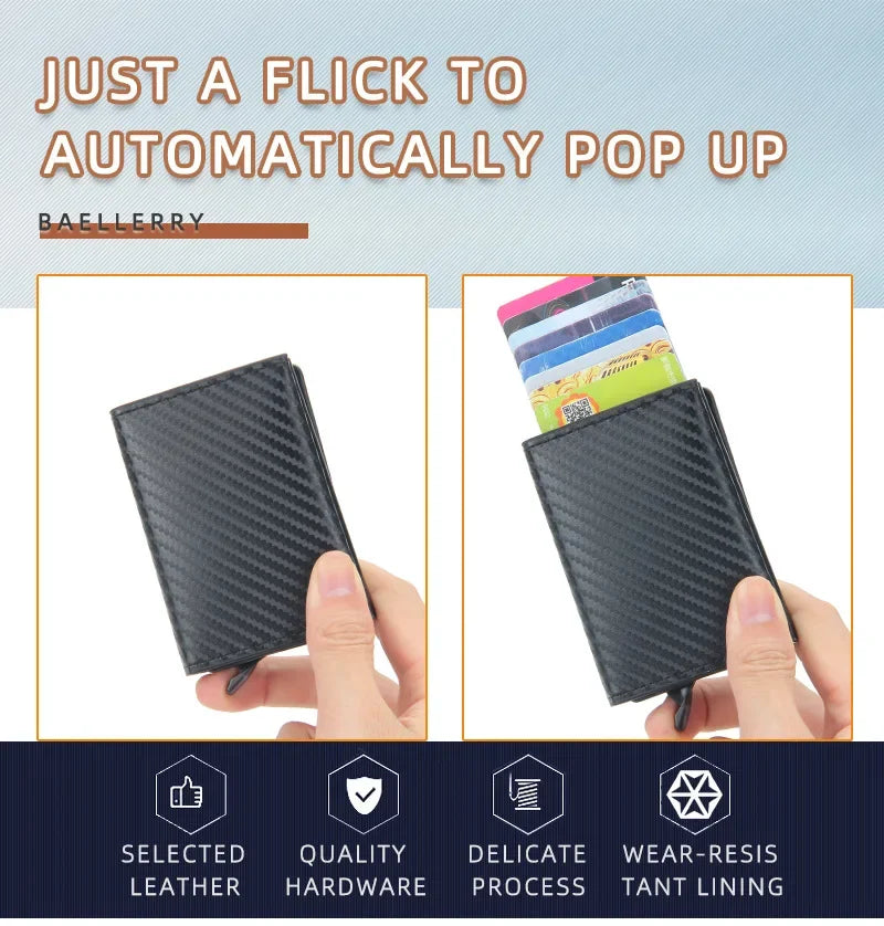 2024 Magnet Anti Rfid Blocking ID Credit Card Holder Case for Men Leather ID Bank Wallets with Magnetic Buckle Closer Cardholder