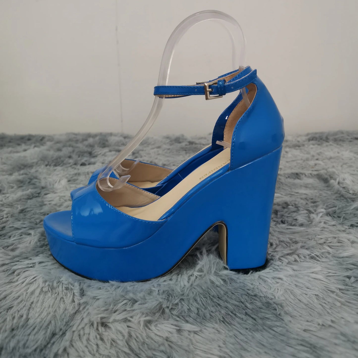 LOSLANDIFEN Women Sandals Summer Colourful Sexy Peep Toe Buckle Strap Sandal Platform Thick High Heels Party Red Wedding Shoes