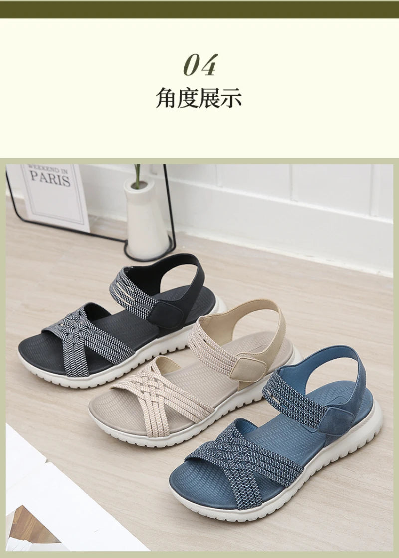2025 Summer New Sandals For Women Light Sports Style Comfortable Rubber Large Size Woven Shoes Versatile Breathable Casual