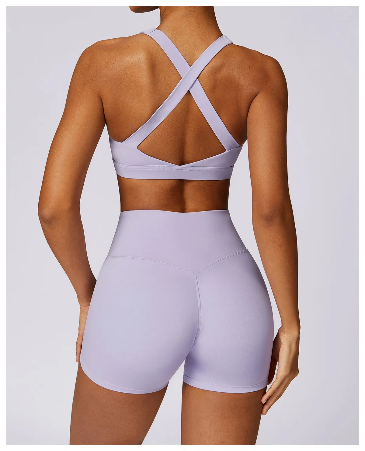 Workout Yoga Set for Women Gym Clothes Woman 2 Piece Strappy Sports Bra Butt Lifting Leggings Shorts Fitness Outfits Sportswear