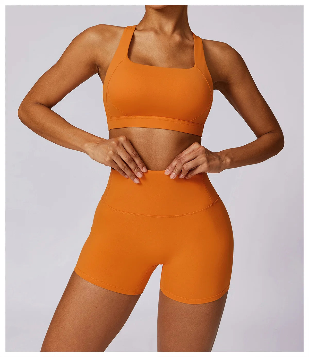 Workout Yoga Set for Women Gym Clothes Woman 2 Piece Strappy Sports Bra Butt Lifting Leggings Shorts Fitness Outfits Sportswear