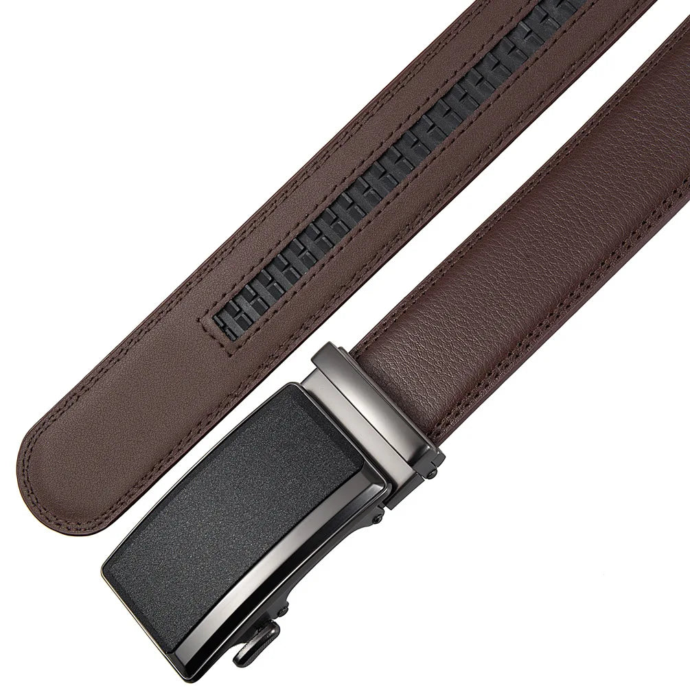 Men's Leather Belts Fashion Automatic Buckle Cowskin Male Belt Luxury Designer Black Brown 3.5cm Plus Size 130 140 150 160 170cm