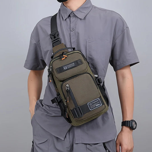 Men's Chest Bag Multifunctional Molle Waist Pack Travel Lightweight Handbag Outdoor Hiking Cycling Crossbody Bag Large Rig Pouch