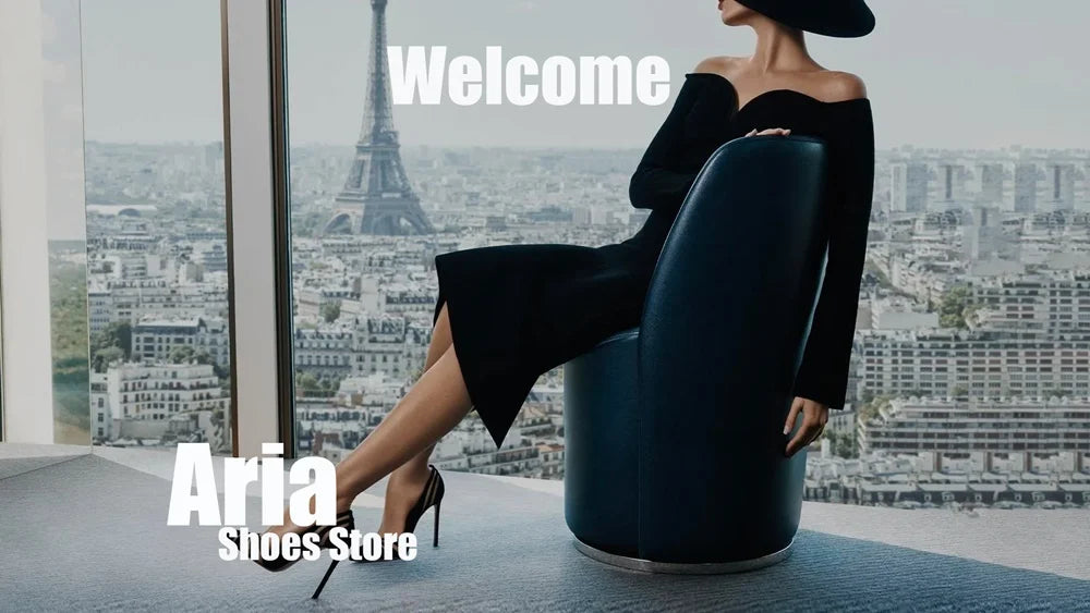 2025 New Summer Black High Heels Women's French Design Elegant 10Cm Stiletto Pumps Slip On Leather Pointed Toe Metal Buckle Shoe