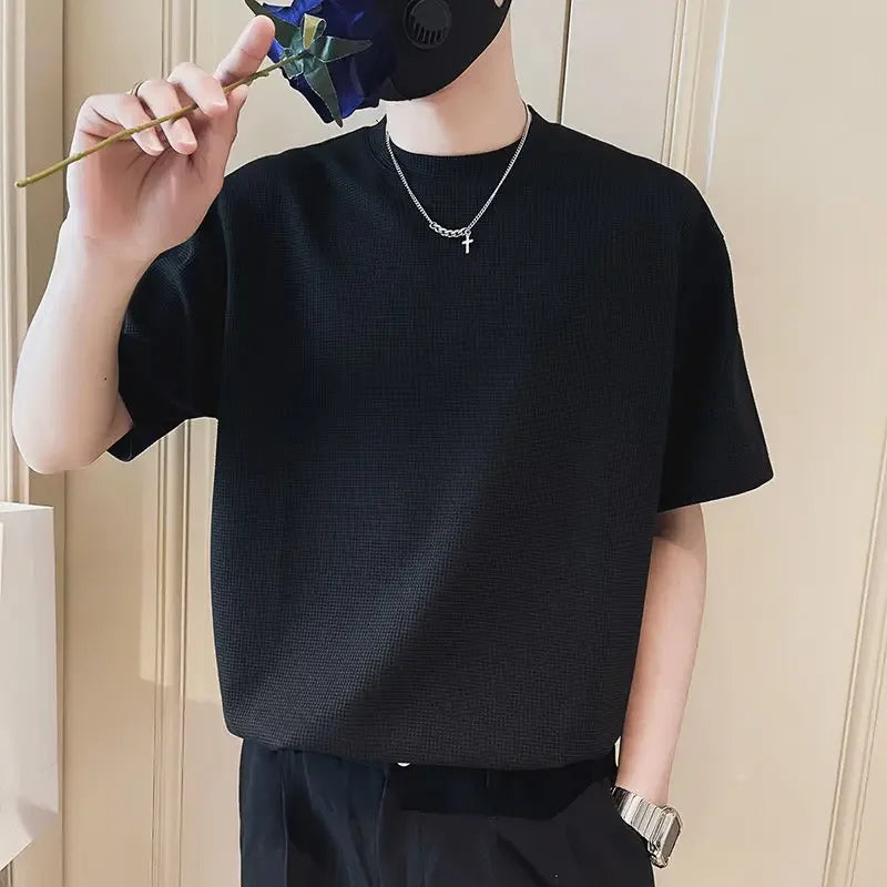 High Quality Top T Shirt for Men Orange O Neck
