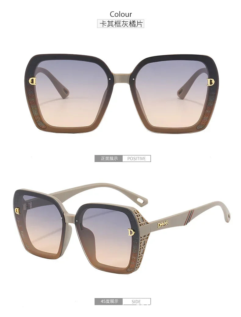 2025 New Fashion D-Logo Square Sunglasses for Women Trendy Street Style Sun Glasses Unisex Outdoor UV400 Protection Goggles