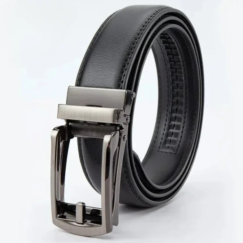 2025 Leather Men's Women's 3.5cm Click Belt with High Quality Alloy Automatic Buckle Unisex Classic Business Belts for Jeans