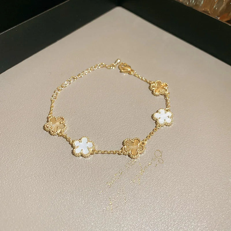 Fashion New Shell Stone Flower Bracelet for Women Personalized Stainless Steel Bracelet Jewelry Accessories Anniversary Gift