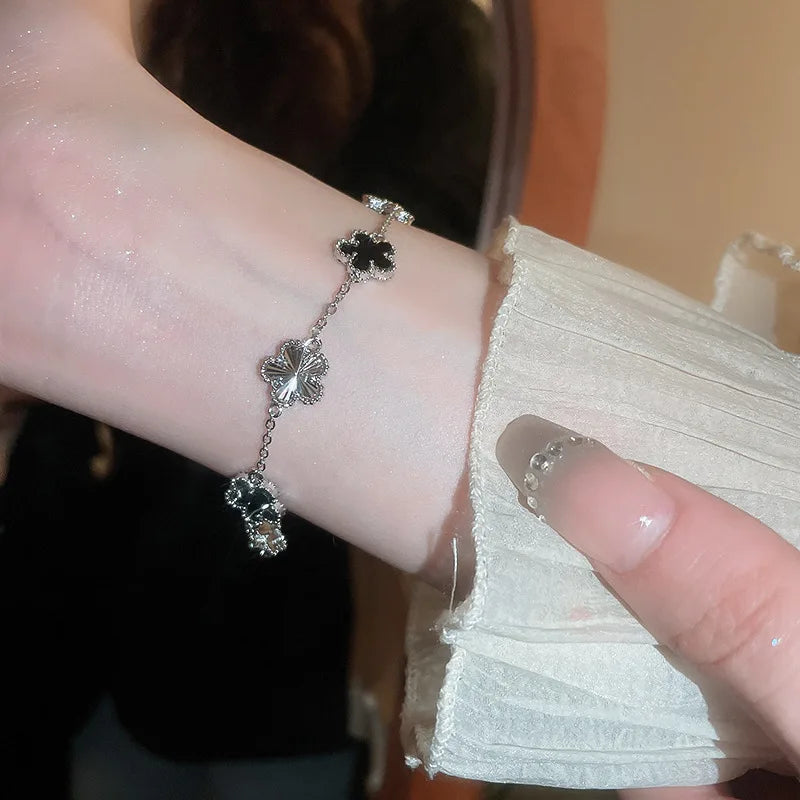 Fashion New Shell Stone Flower Bracelet for Women Personalized Stainless Steel Bracelet Jewelry Accessories Anniversary Gift