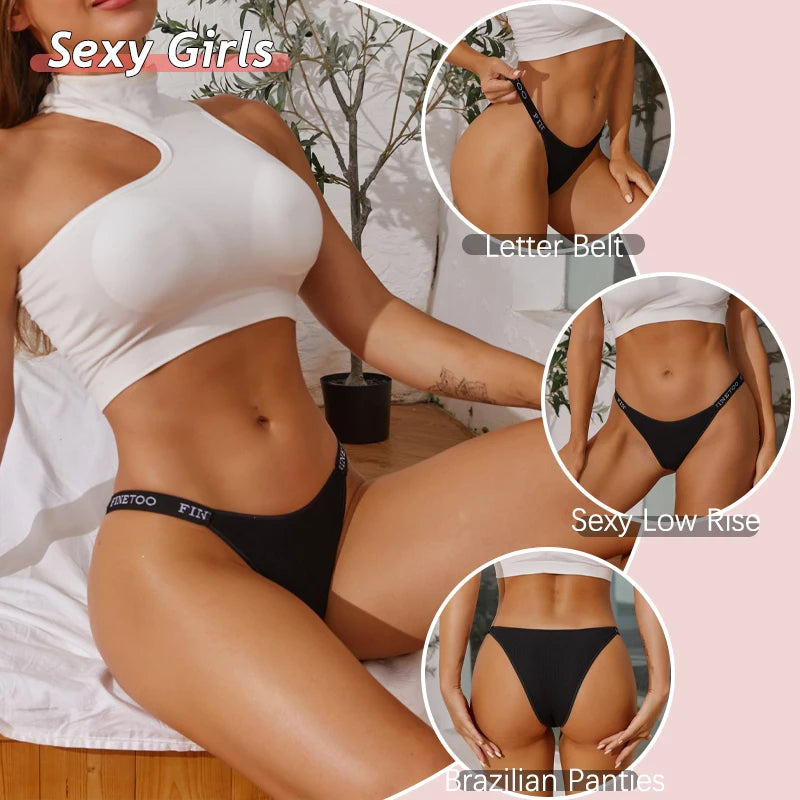 New 3Pcs/Set Cotton Brazilian Panties For Women Sexy Low-Waist Bikini Underwear Sets Solid Color Breathable Intimates Lingerie