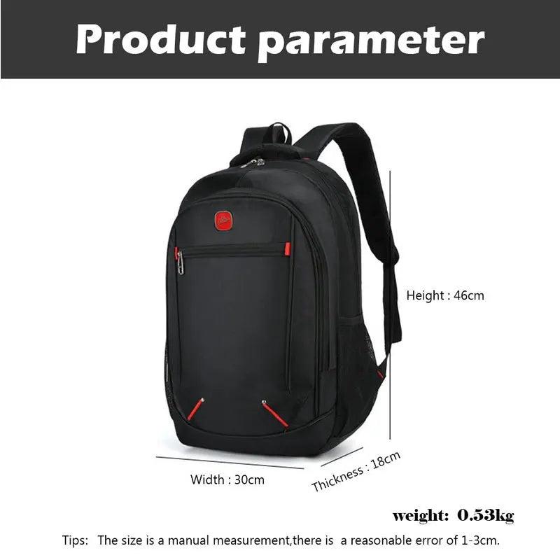 Large-capacity Student School Bag Casual Solid Color Backpack Material Oxford Men New Backpack Multi-functional Simple Bag