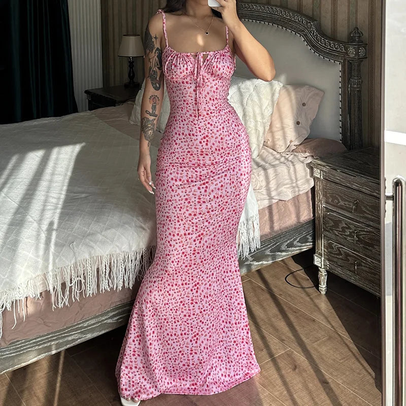 Women Elegant Floral Beach Vacation Long Summer Dress