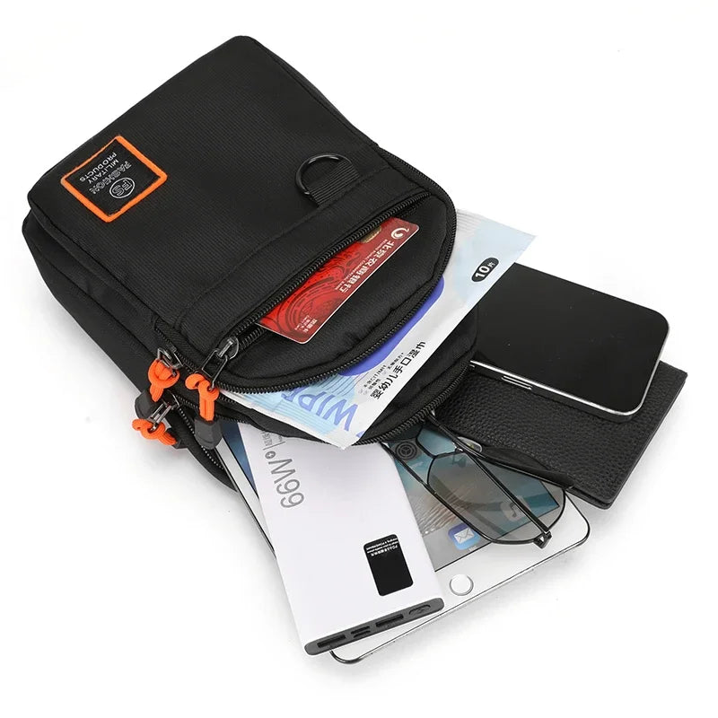Casual men's crossbody bag Oxford cloth waterproof material sports fitness chest bag cell phone change documents storage bags