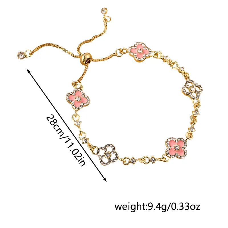 2025 Fashion High End Ultra Exquisite~Shiny Diamond Pink Women's Forest Series Bracelet, Small and Sweet Heart shaped Hand