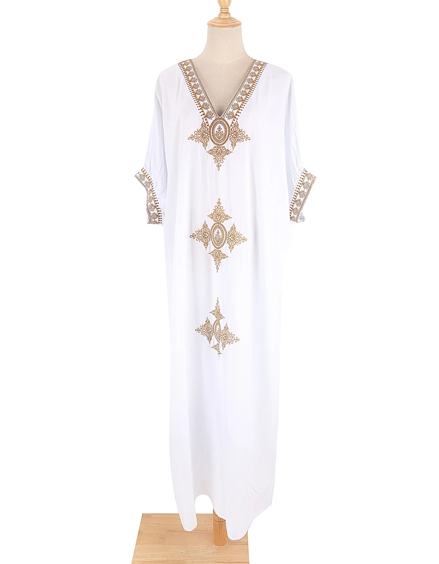2024 Bikini Cover-ups White Retro Pull Over Women Summer Clothing Kimono Dress Beach Wear Swim Suit Cover Up Beach Dress Sarong