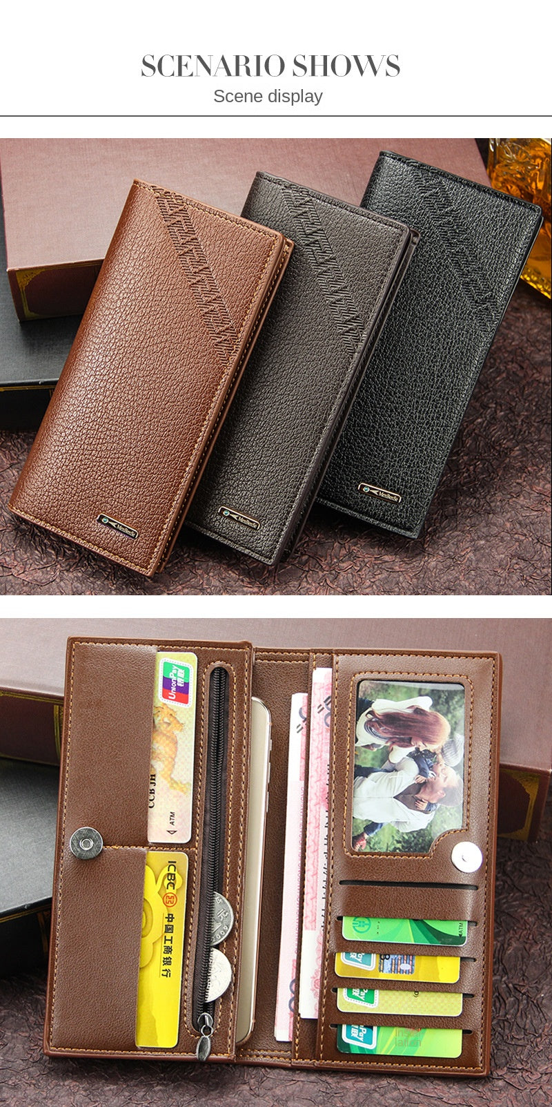 Men's Wallet Long Fashion Multiple Card Slots Men's Wallet Slim Long Thin Mens Luxury Wallet Designer Wallet Men with Coins Bag