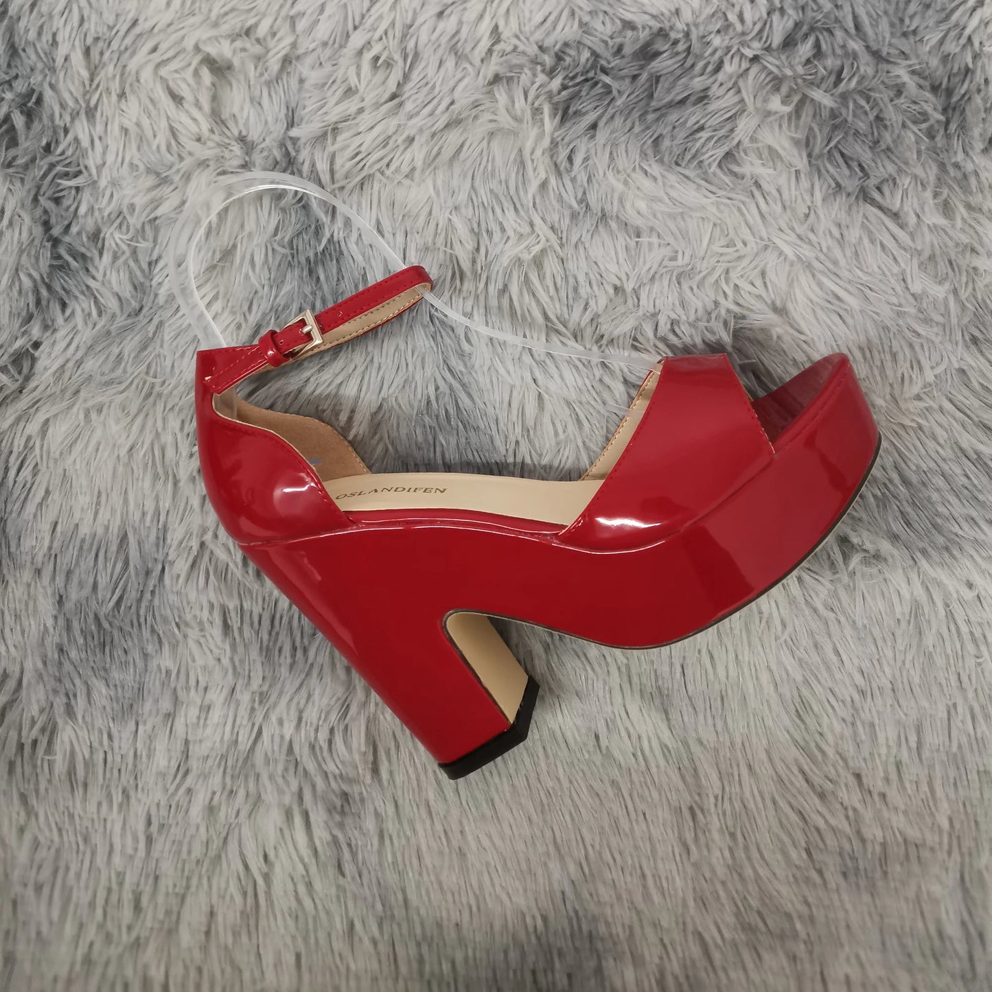 LOSLANDIFEN Women Sandals Summer Colourful Sexy Peep Toe Buckle Strap Sandal Platform Thick High Heels Party Red Wedding Shoes