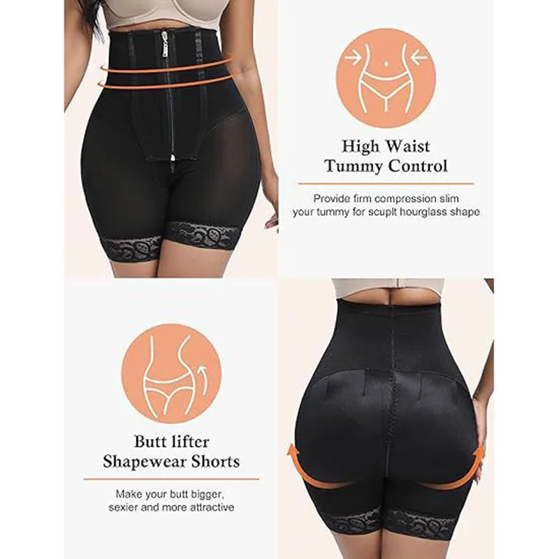 AfruliA Purple Fajas Colombianas Girdle BBL Shorts Corset Slim Waist Trainer High Compression Body Shaper Control Panties Lifter