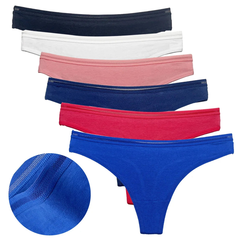 5 PCS/Set Cotton Thong Women Underwear Sexy Lace Panties Female Underpants Solid Color Panties Lingerie Low-Rise G-string