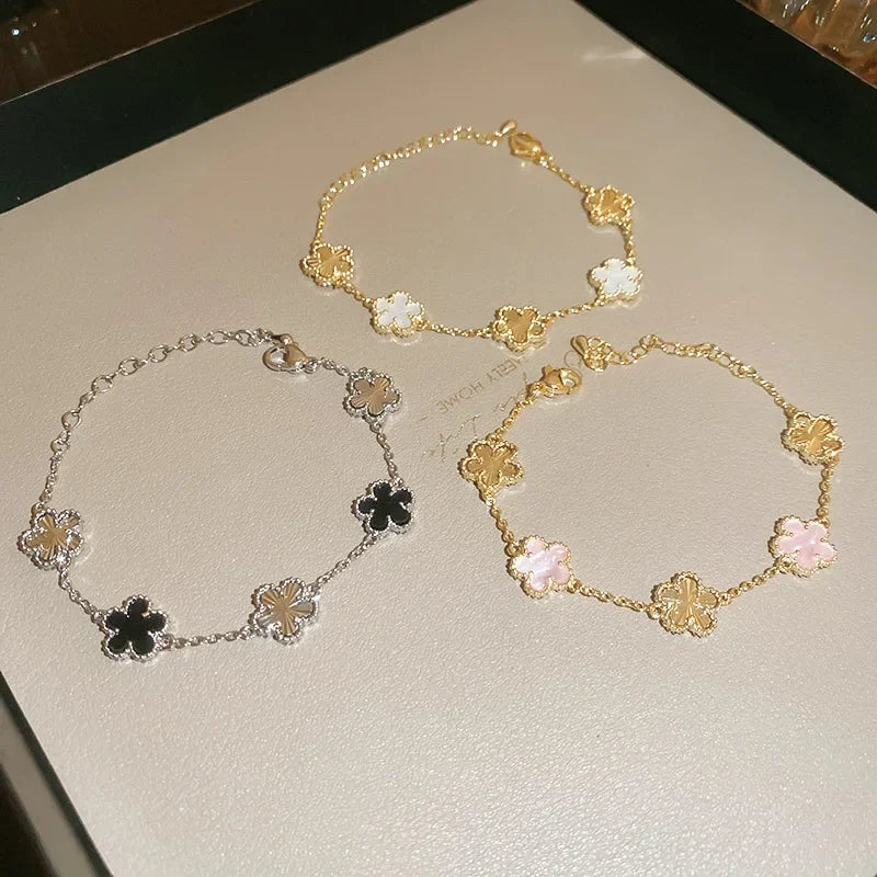 Fashion New Shell Stone Flower Bracelet for Women Personalized Stainless Steel Bracelet Jewelry Accessories Anniversary Gift