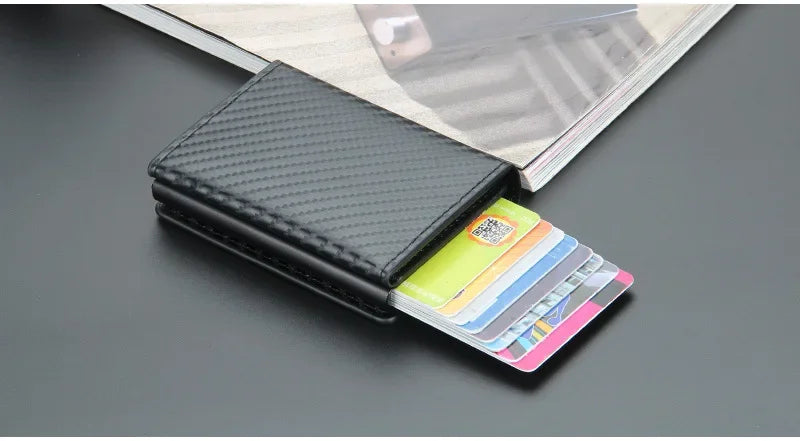 2024 Magnet Anti Rfid Blocking ID Credit Card Holder Case for Men Leather ID Bank Wallets with Magnetic Buckle Closer Cardholder