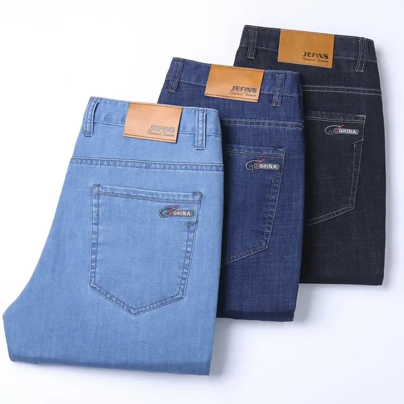 Ice Silk Thin Denim Jeans For Men Spring Summer