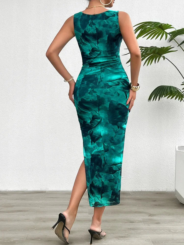 Women Spring Summer Tight Dress With Split Bottom