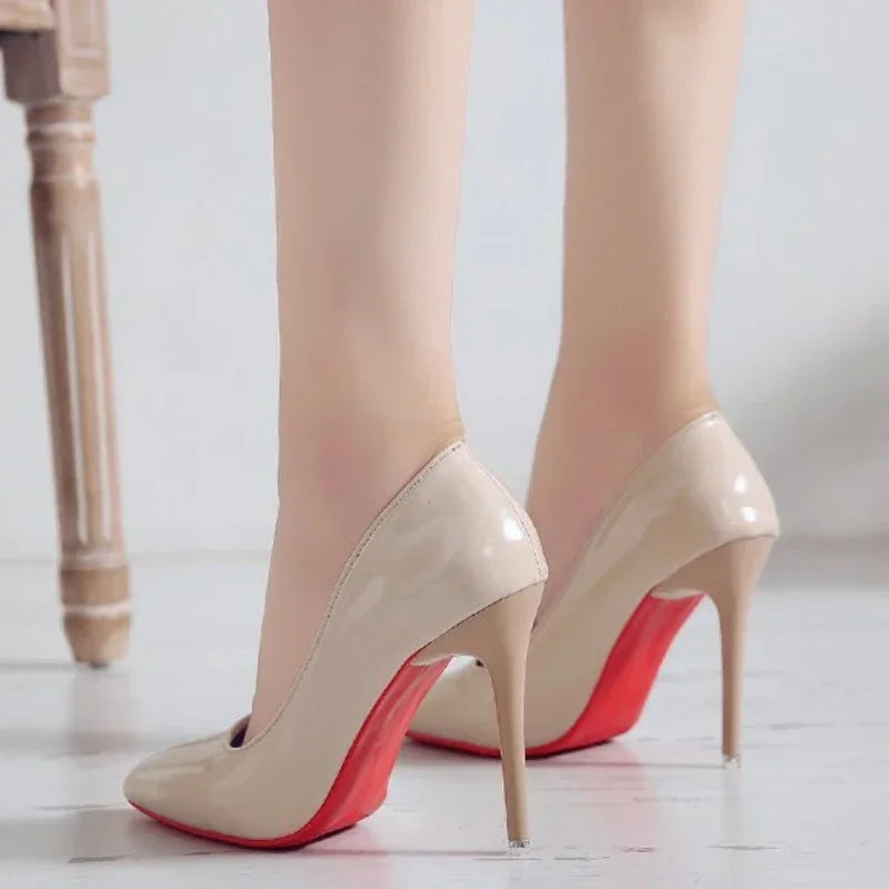 2025 New Women's High Heels Red Sole Pointed Toe Stiletto Heels Classic Style Wedding Dinner Complete Colors Shallow Top Shoes