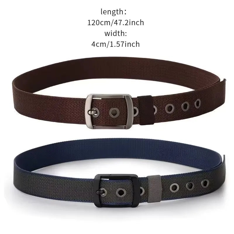 Thick double-sided nylon belt, men's casual needle buckle canvas belt, versatile workwear, jeans, pants strap, trendy