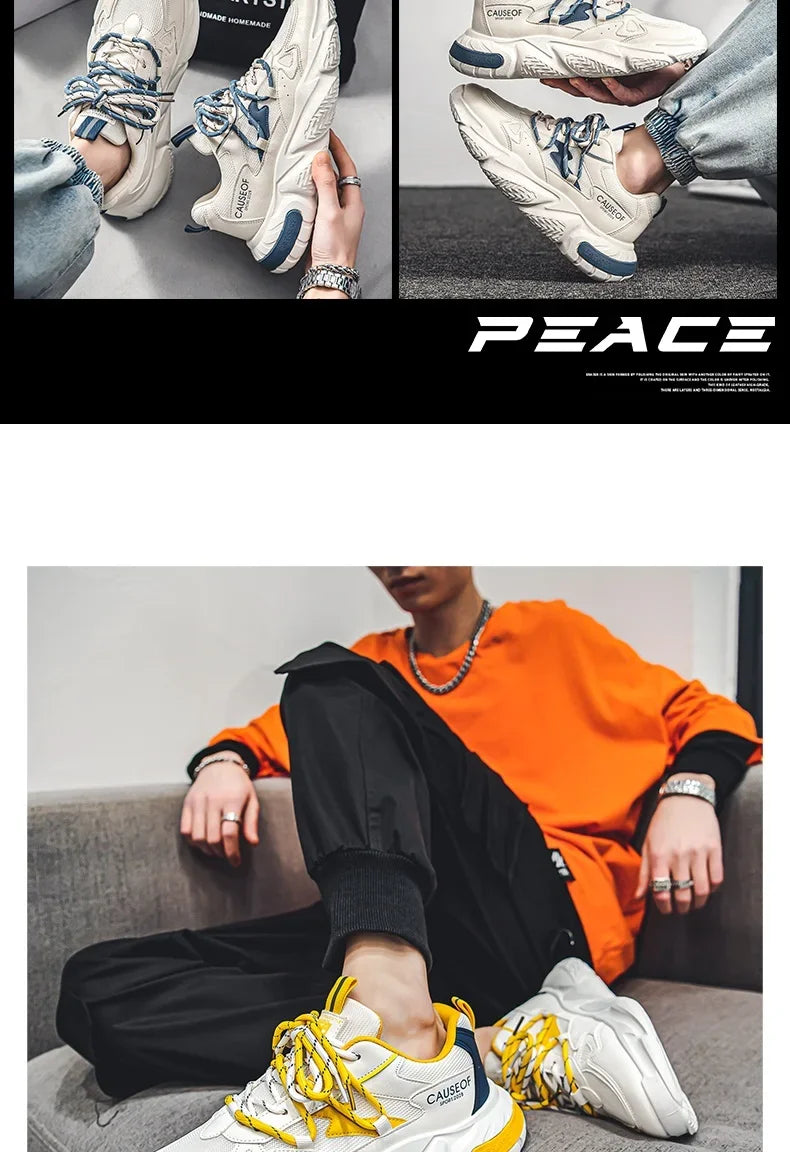 2024 Autumn Men Shoes Fashion Chunky Sneakers Height Increasing Casual Shoes Male Trainers Sports Shoes Zapatos Hombre