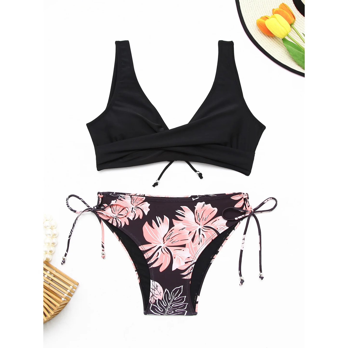 Women Swimsuit Floral Beachwear Two Pieces