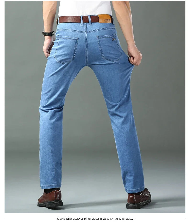 Ice Silk Thin Denim Jeans For Men Spring Summer