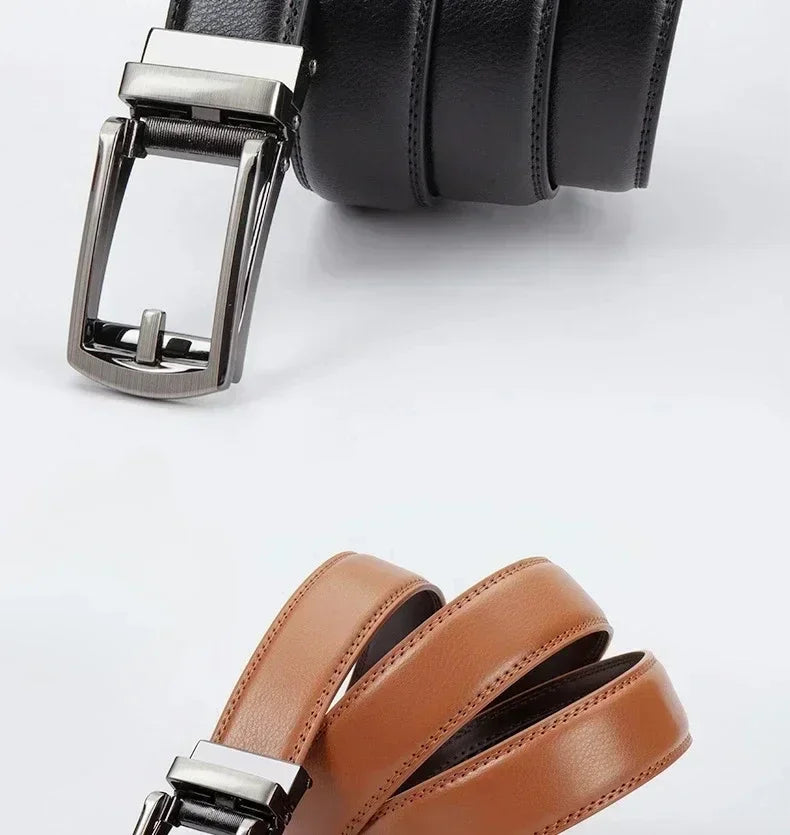 2025 Leather Men's Women's 3.5cm Click Belt with High Quality Alloy Automatic Buckle Unisex Classic Business Belts for Jeans