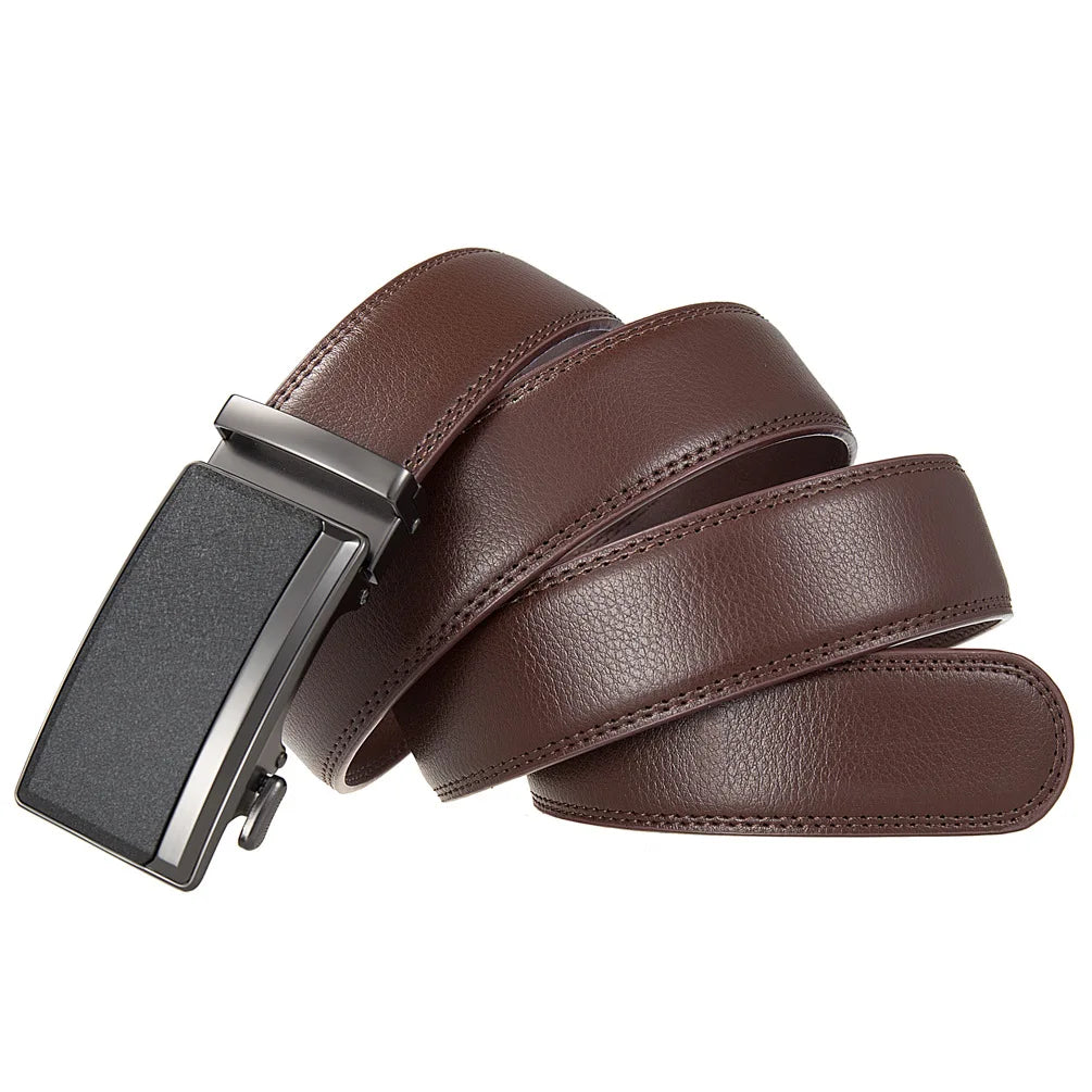 Men's Leather Belts Fashion Automatic Buckle Cowskin Male Belt Luxury Designer Black Brown 3.5cm Plus Size 130 140 150 160 170cm