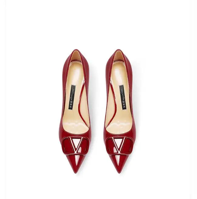 Women's Leather High Heels, Luxurious and Elegant Shoes, Shallow Mouth, Fashionable, Wedding