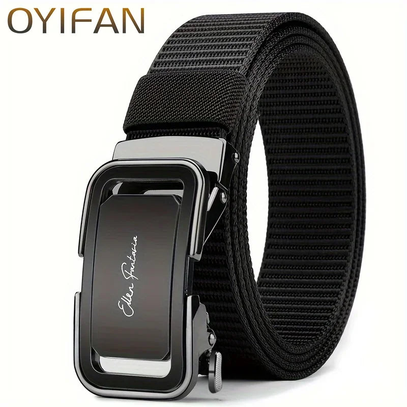 Fashion Men's Belt, Men’s Designer Belts Alloy Automatic Buckle, Canvas Belt, Sports Belt, Large Size 110-160cm Automatic Belt