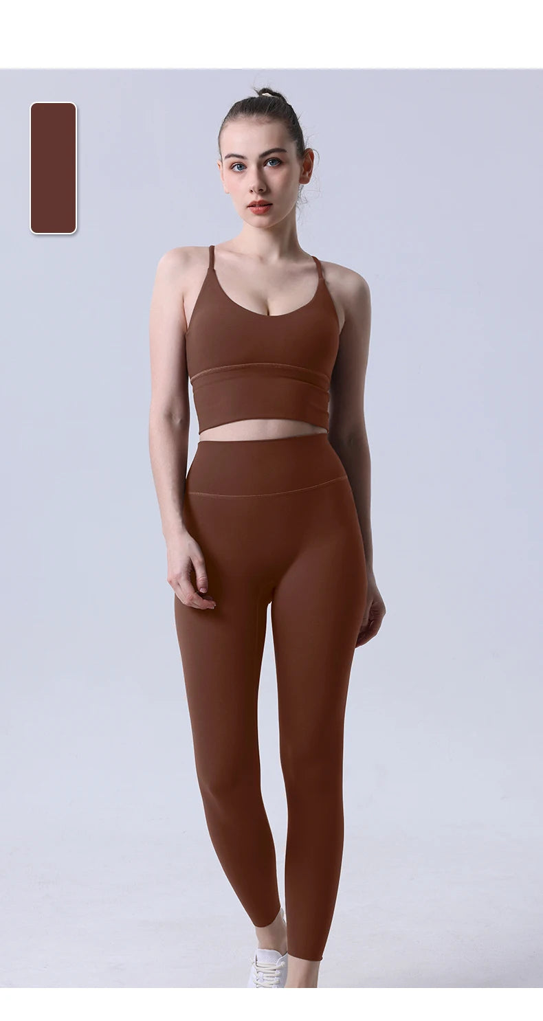 2 Piece Yoga Clothes Women's Tracksuit Athletic Wear Pilates Fitness Suit Gym Workout Push Up Clothes Sports Bra Leggings Suit