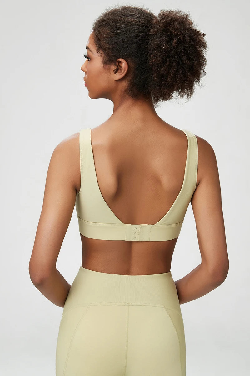 Women Sexy Sports Underwear Breathable Soft Nylon Gym Yoga Bra Running Crop Tops With Fixed Chest Pads Female Workout Clothing