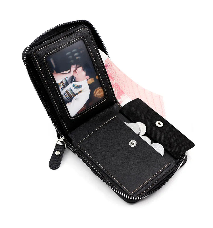 Men's Wallet Made of PU Wax Oil Skin Purse for Men Coin Purse Short Male Card Holder Wallets Zipper Around Money Coin Purse