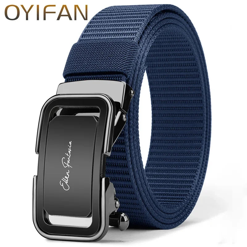 Fashion Men's Belt, Men’s Designer Belts Alloy Automatic Buckle, Canvas Belt, Sports Belt, Large Size 110-160cm Automatic Belt