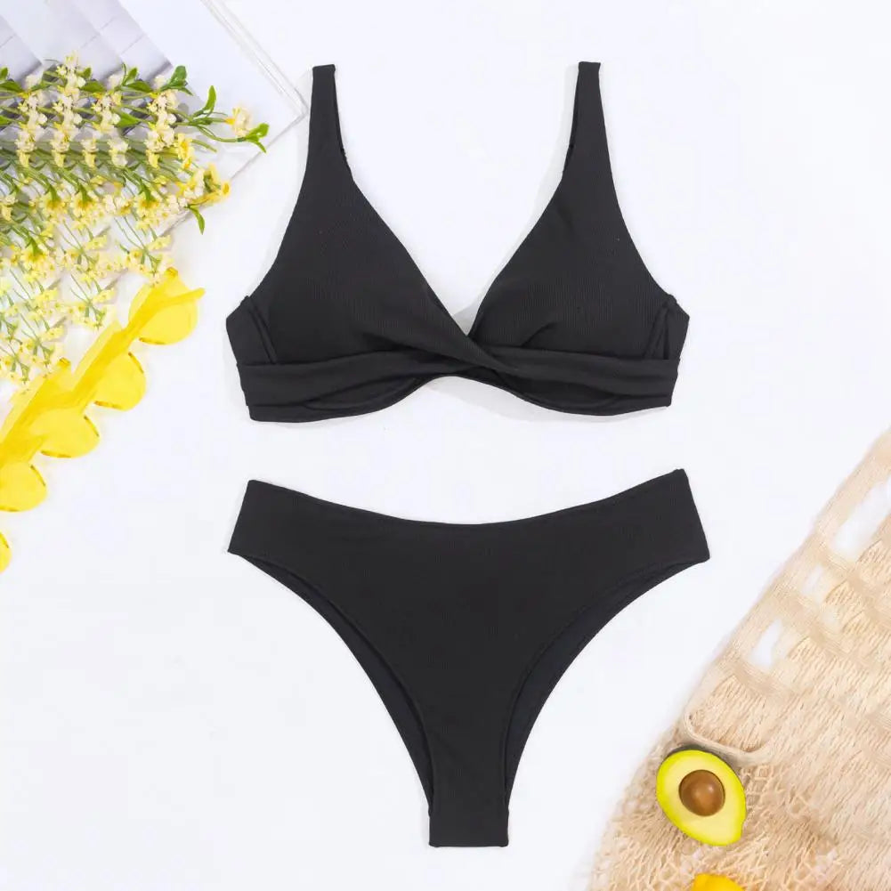 Sexy Summer Beachwear for Women Quick Drying Solid Color