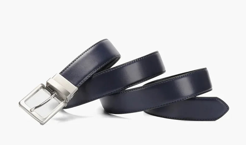 Real Genuine Leather Rotating Alloy Pin Buckle Belt for Men Unisex High Quality Cowskin Leather Cowboy Jeans Double-sided Belts