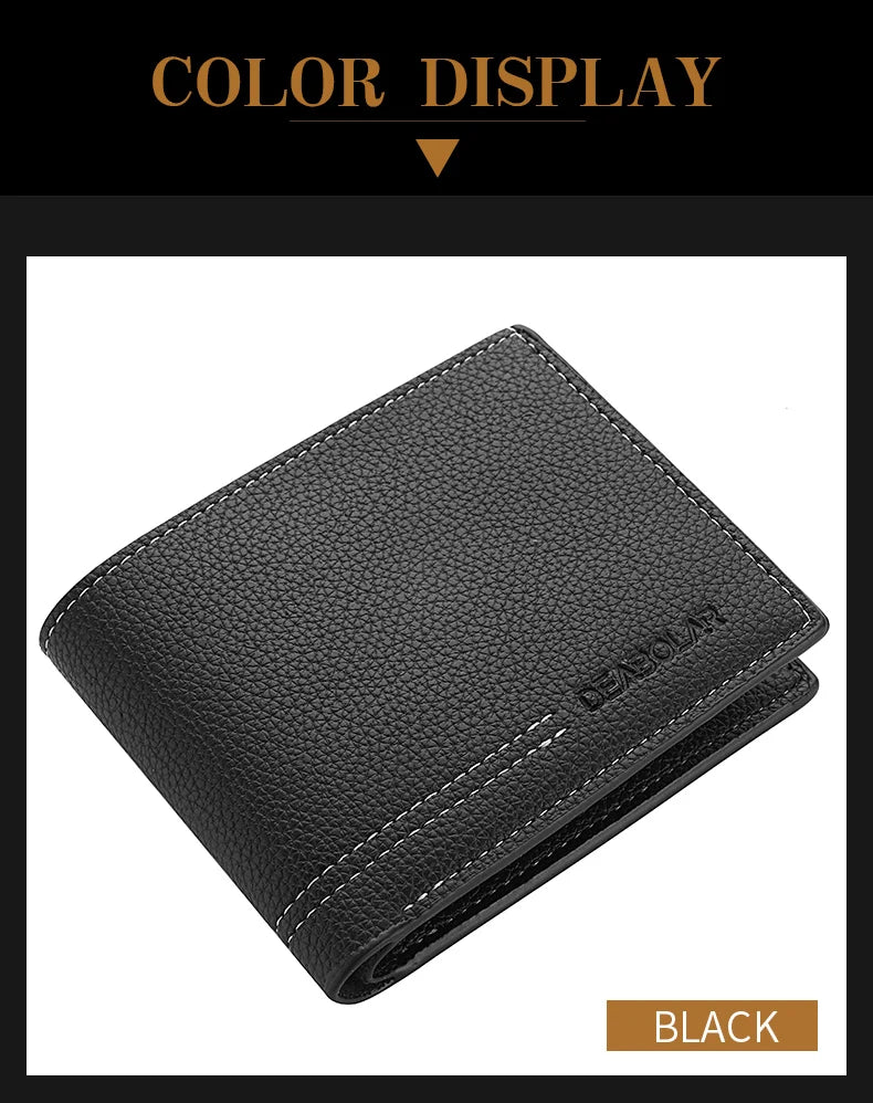 Men's Wallet Men's Youth Luxury Short Leather Card Holder Slim Minimalist Double Fold Men's Wallet