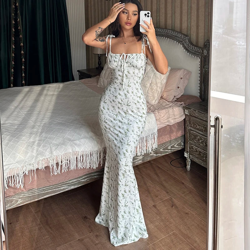 Women Elegant Floral Beach Vacation Long Summer Dress