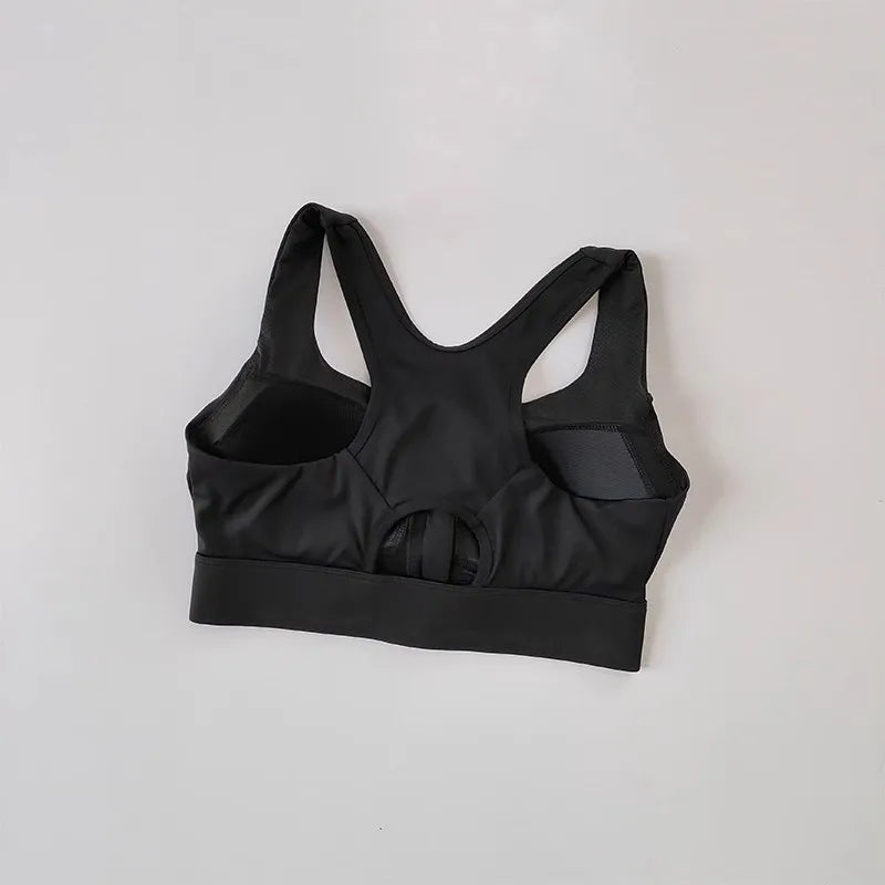 Women's High Impact Front Zipper Sports Bra Shockproof Quick Dry Yoga Top Running Vest Fitness Adjust Gym Underwear