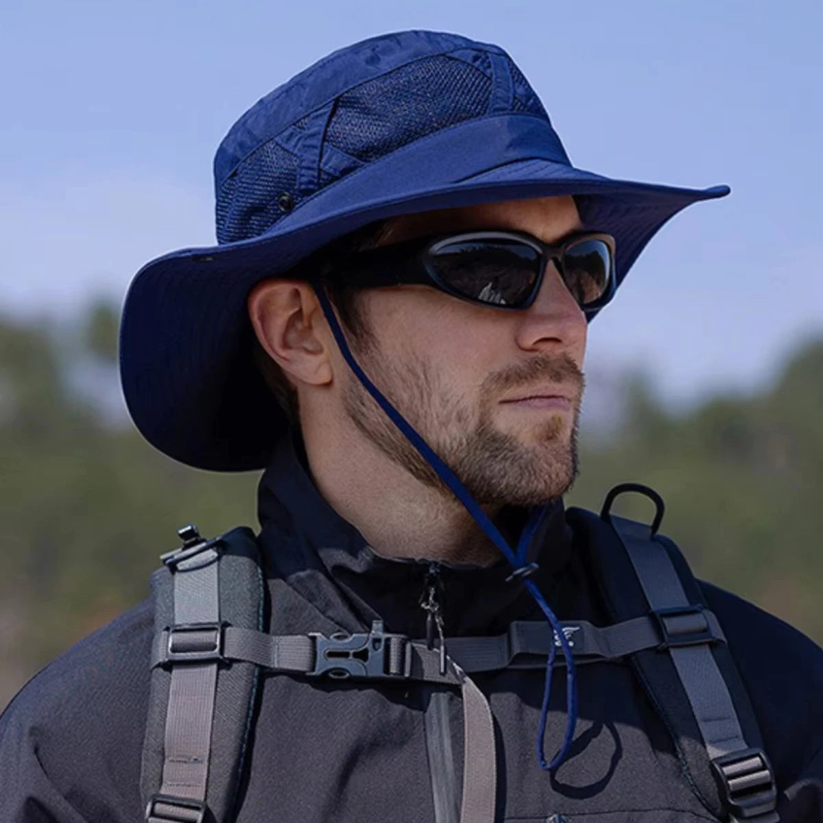 Men's Summer Spring and Autumn Sunscreen Hat Outdoor Mountaineering Fishing Hat Large Eaves Breathable Sunshade