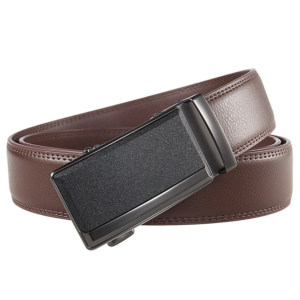 Men's Leather Belts Fashion Automatic Buckle Cowskin Male Belt Luxury Designer Black Brown 3.5cm Plus Size 130 140 150 160 170cm