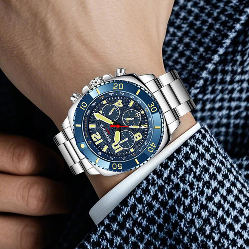 BANGWEI 2025 Luxury Watches Men Fashion Sports Quartz Wristwatches 30M Waterproof Luminous Chronograph Mens Watch Reloj Hombre