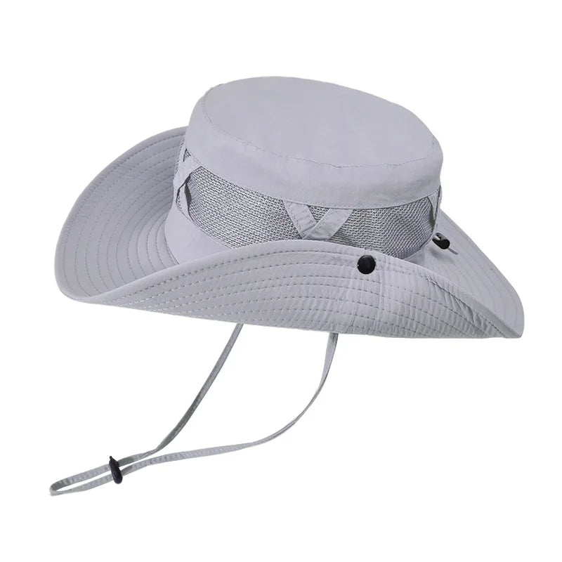 Men's Summer Spring and Autumn Sunscreen Hat Outdoor Mountaineering Fishing Hat Large Eaves Breathable Sunshade